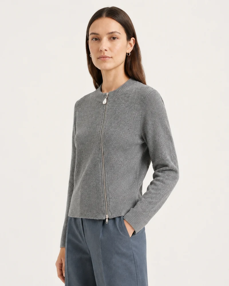 NY Cashmere Asymmetrical Zip Cardigan