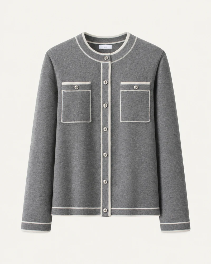 Cashmere Gray Colorblock Knit Cardigan