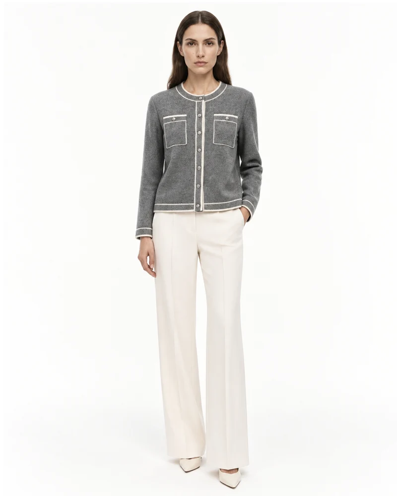 Cashmere Gray Colorblock Knit Cardigan