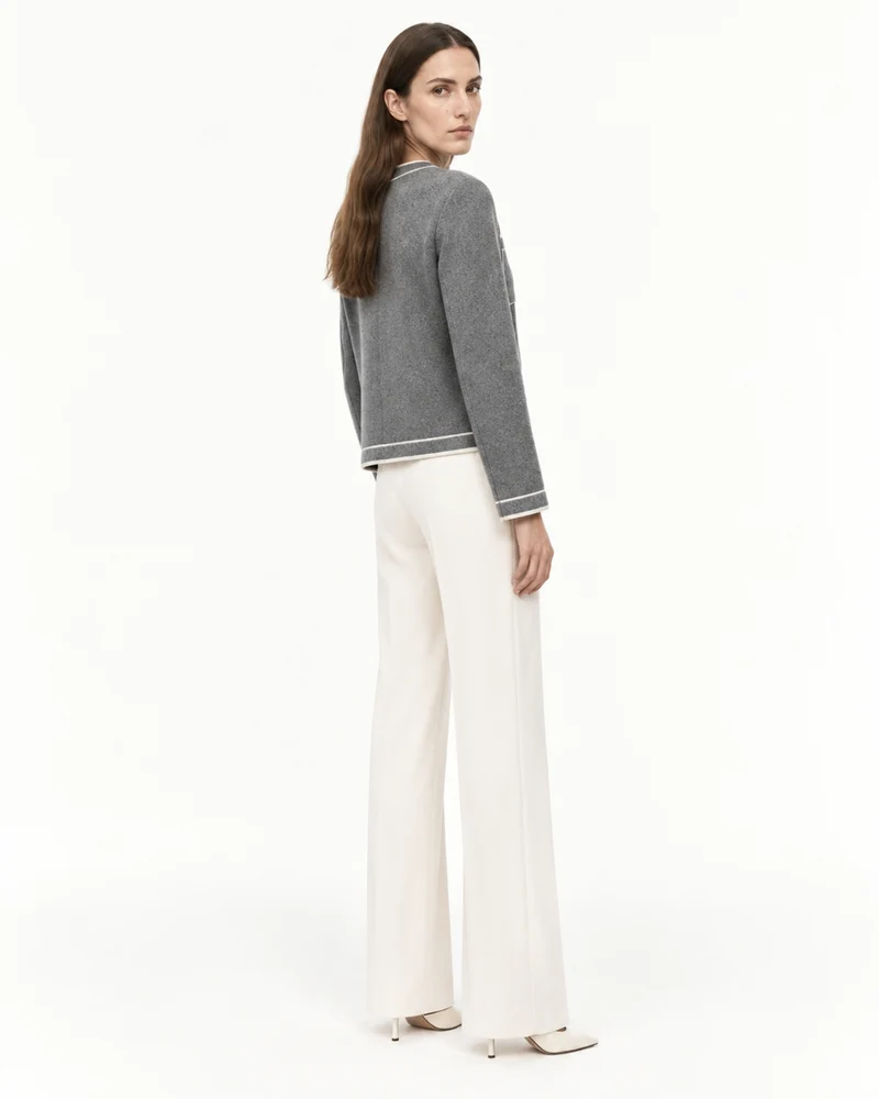 Cashmere Gray Colorblock Knit Cardigan