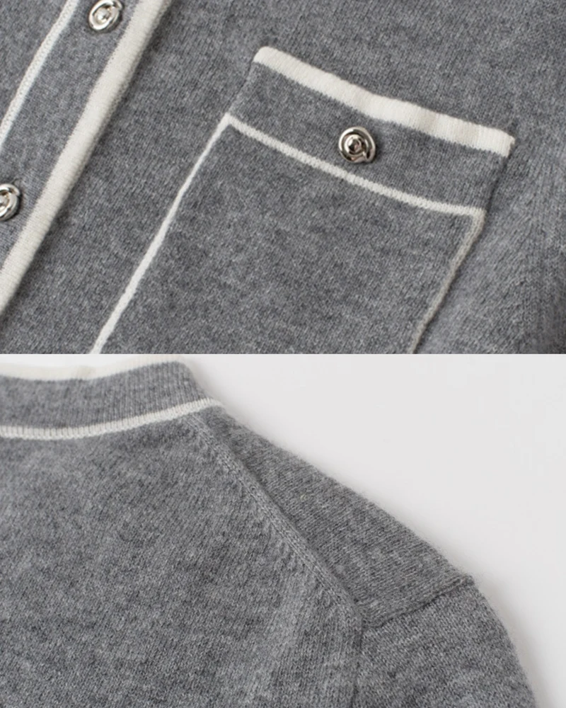 Cashmere Gray Colorblock Knit Cardigan