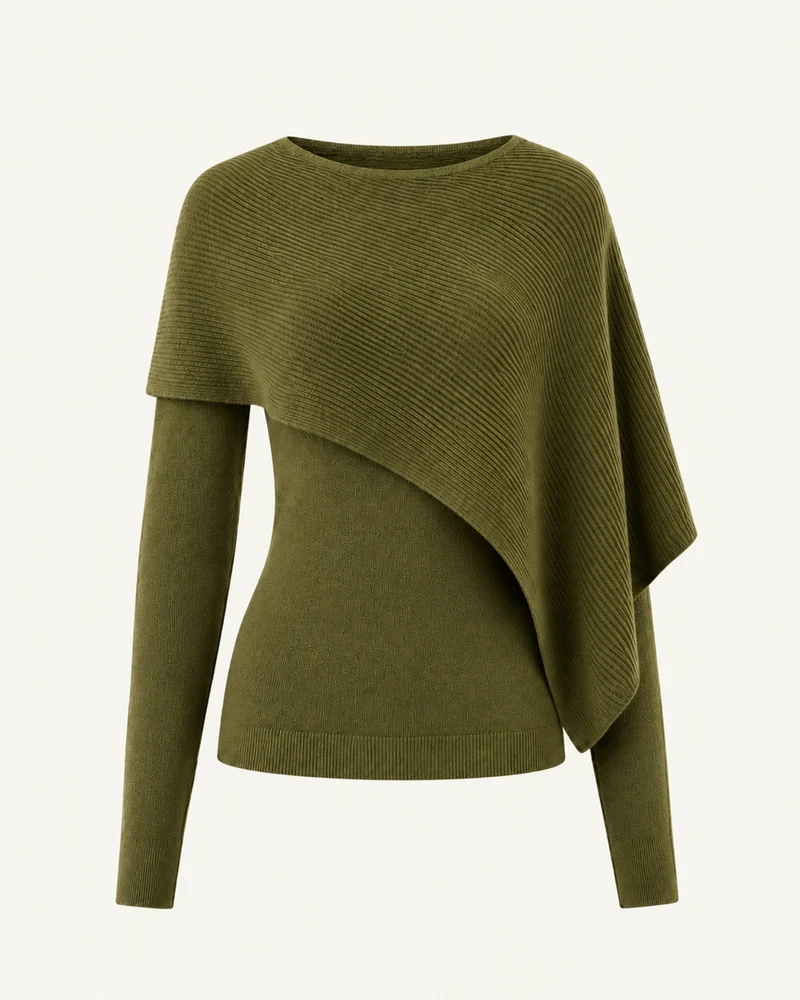 Mina Asymmetrical Draped Knit Shawl Top