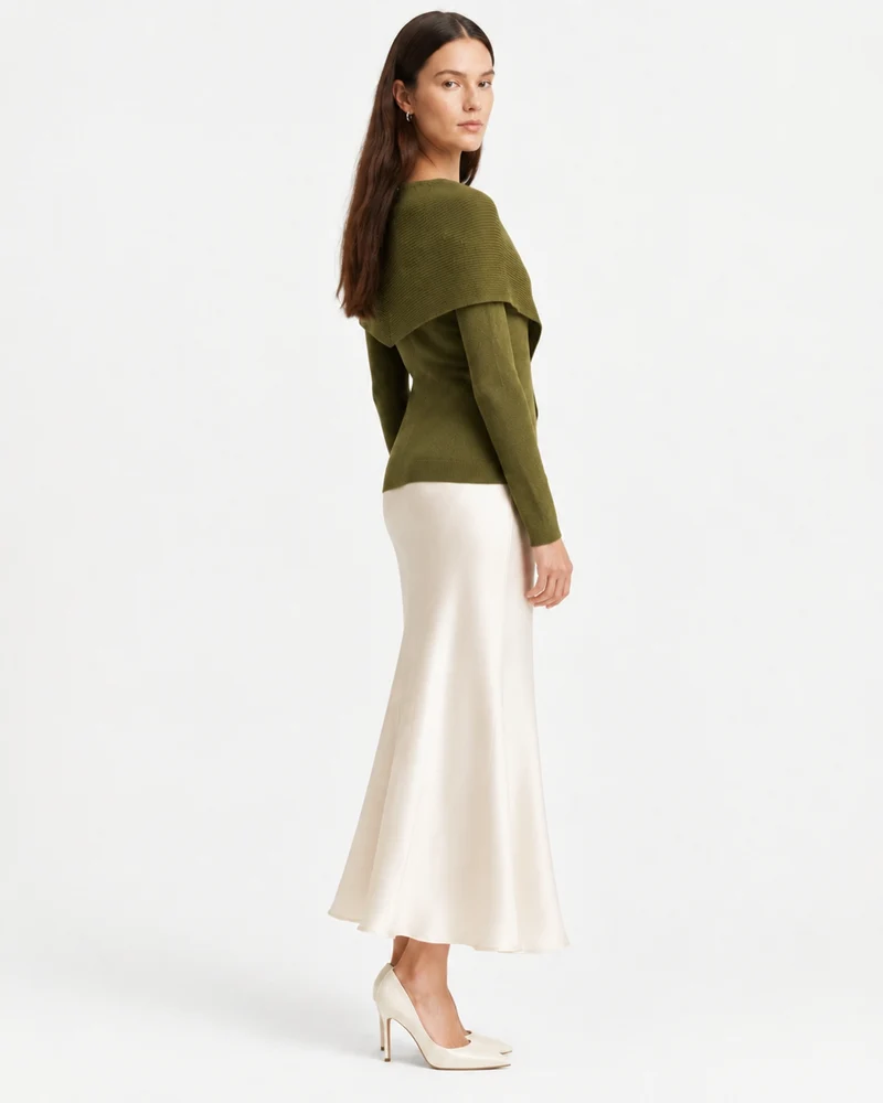 Mina Asymmetrical Draped Knit Shawl Top