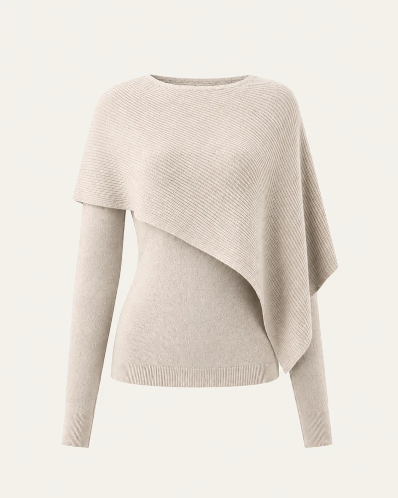 Mina Asymmetrical Draped Knit Shawl Top