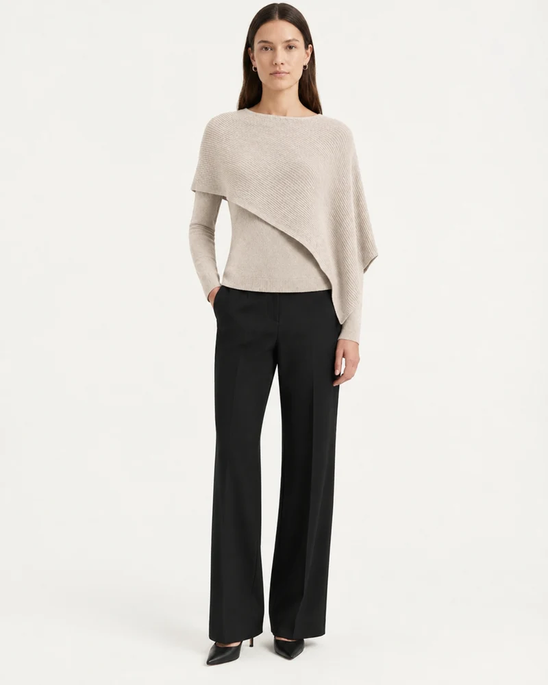 Mina Asymmetrical Draped Knit Shawl Top