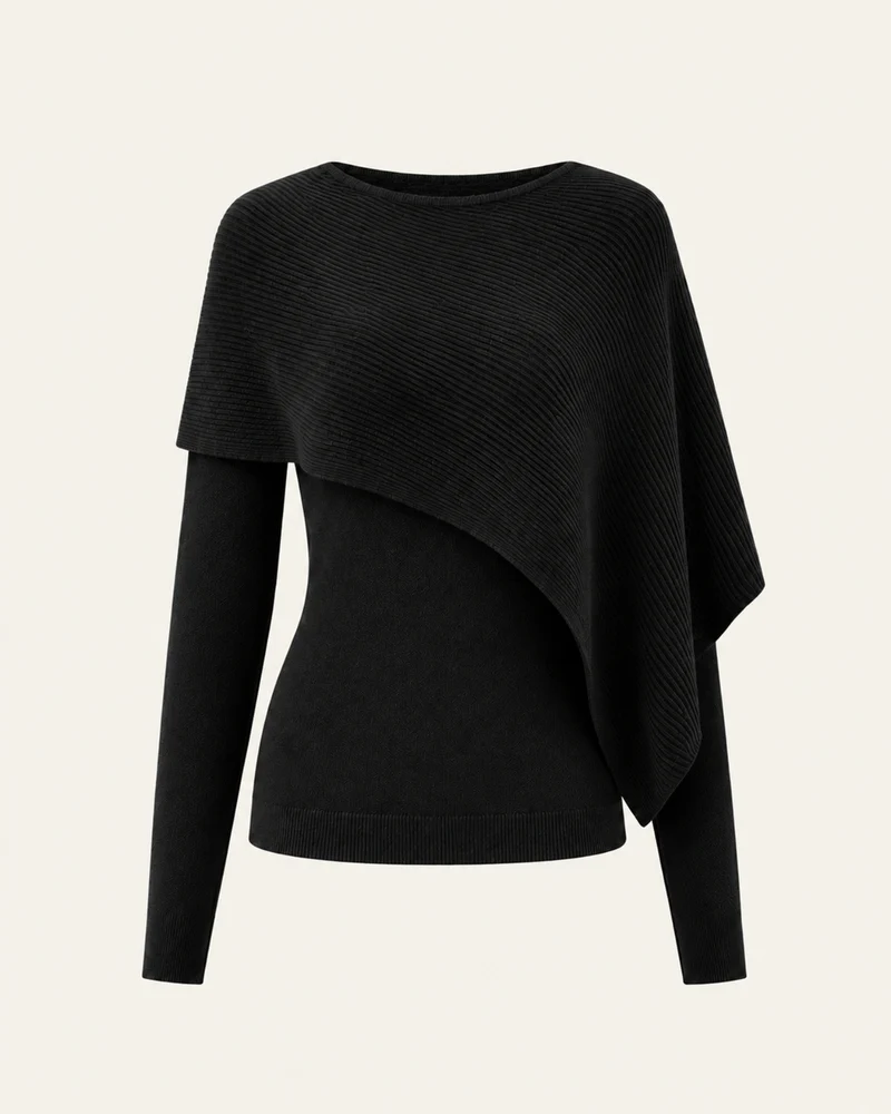 Mina Asymmetrical Draped Knit Shawl Top