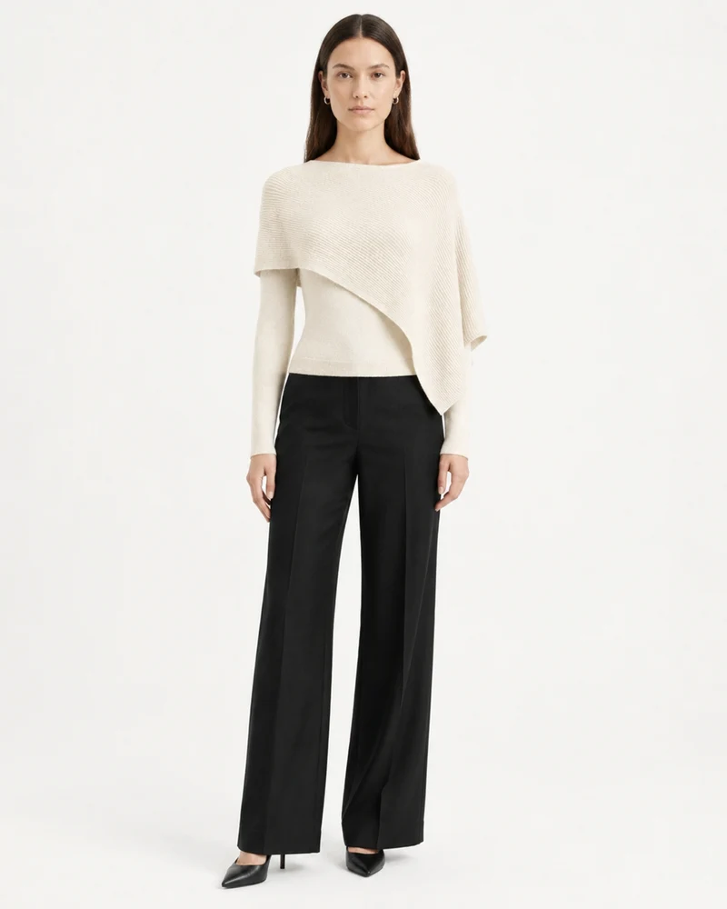Mina Asymmetrical Draped Knit Shawl Top