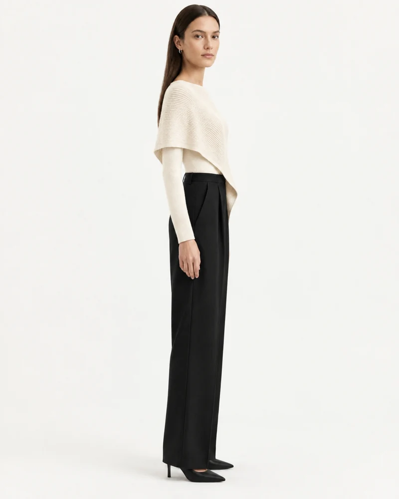Mina Asymmetrical Draped Knit Shawl Top