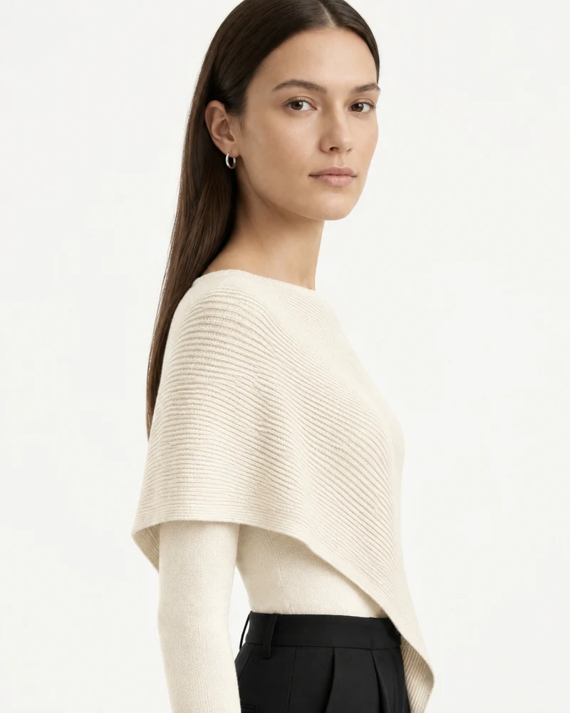 Mina Asymmetrical Draped Knit Shawl Top
