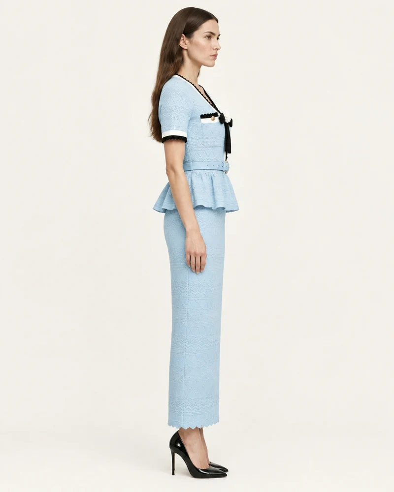 Diva Slim-Fit Knit Crewneck Set Top & Skirt