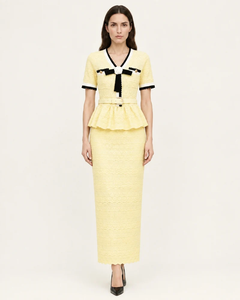 Diva Slim-Fit Knit Crewneck Set Top & Skirt