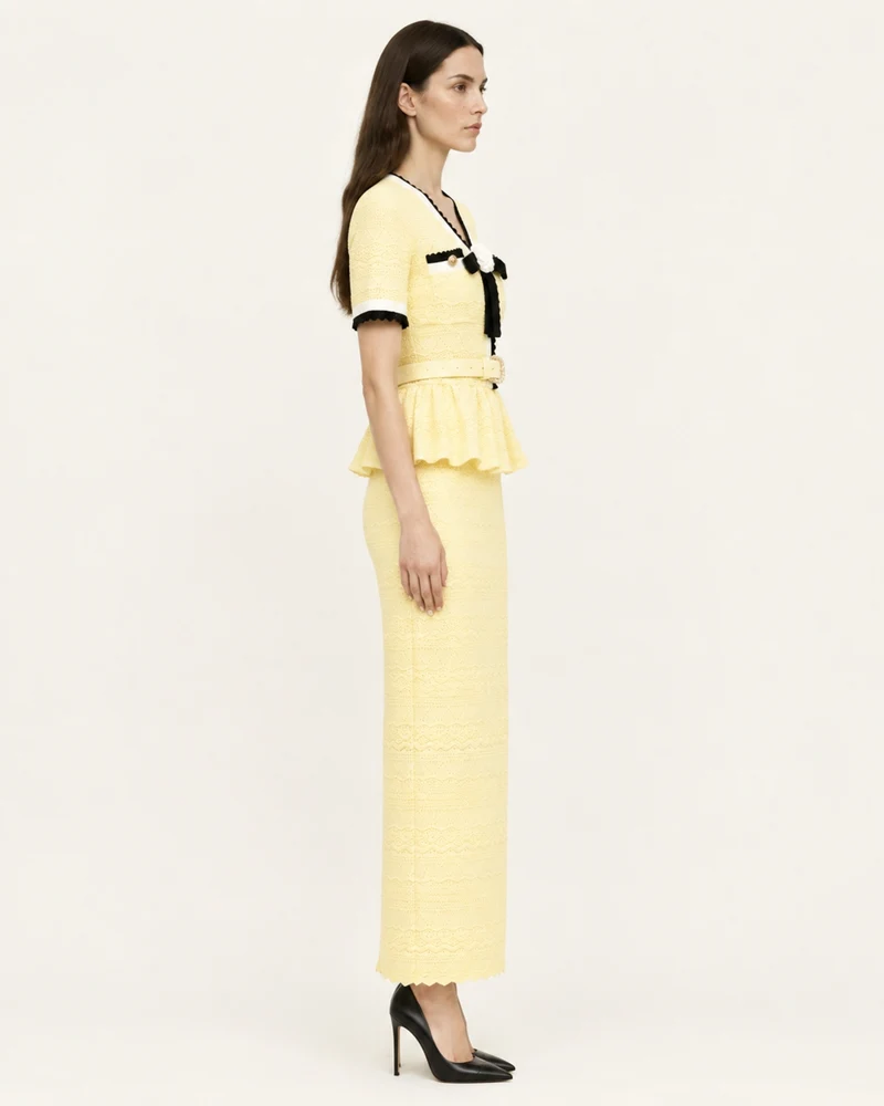 Diva Slim-Fit Knit Crewneck Set Top & Skirt