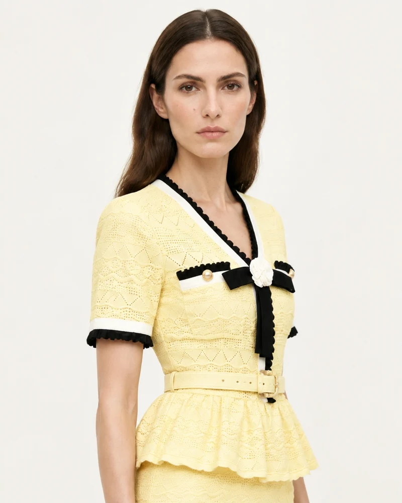 Diva Slim-Fit Knit Crewneck Set Top & Skirt
