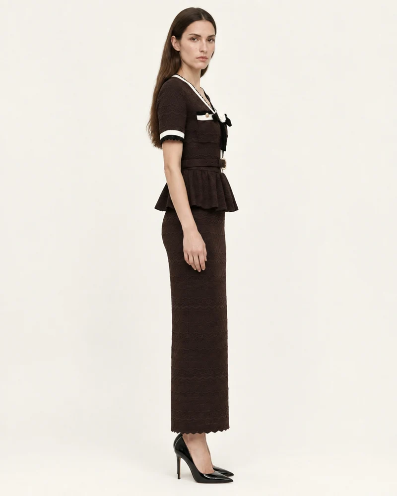 Diva Slim-Fit Knit Crewneck Set Top & Skirt