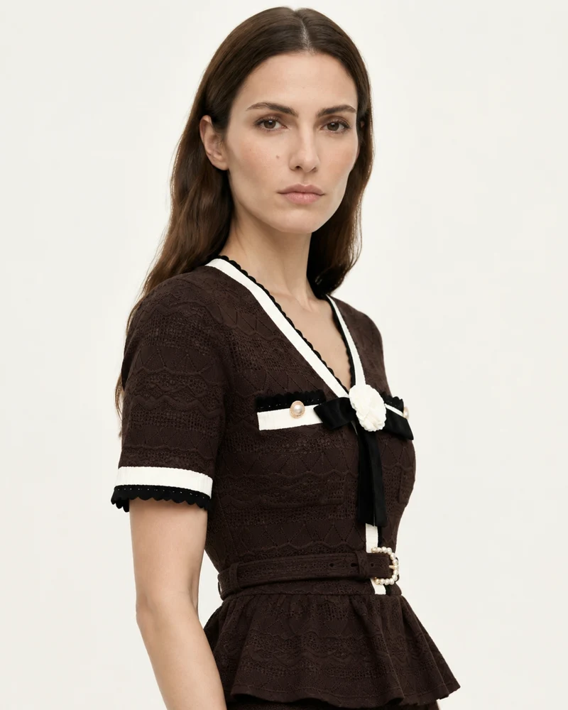 Diva Slim-Fit Knit Crewneck Set Top & Skirt