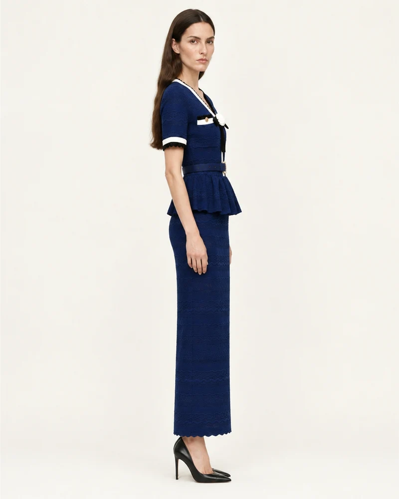 Diva Slim-Fit Knit Crewneck Set Top & Skirt