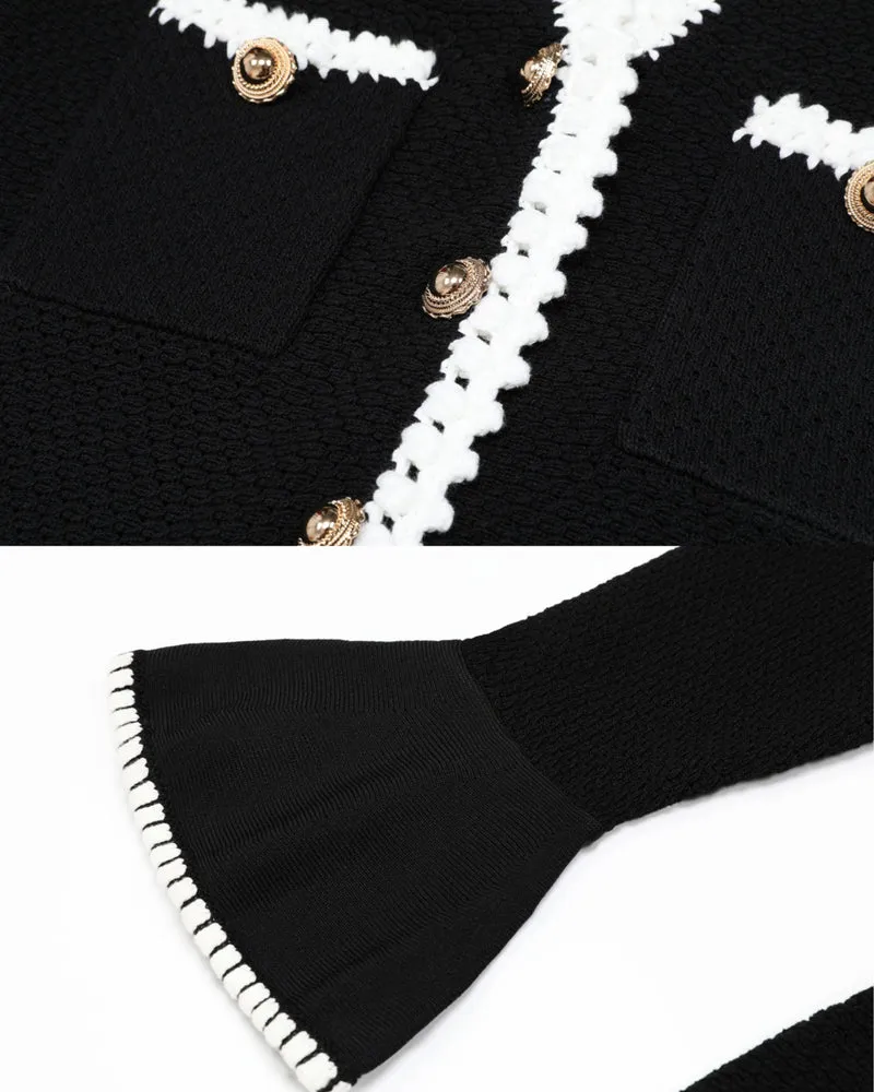 Georgina Long-Sleeve Cutout Ruffle Knit Dress