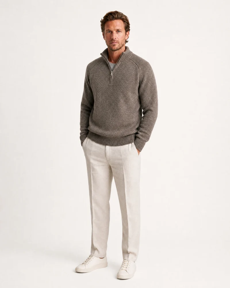 Alaska Heavyweight Cashmere Quarter-Zip Sweater