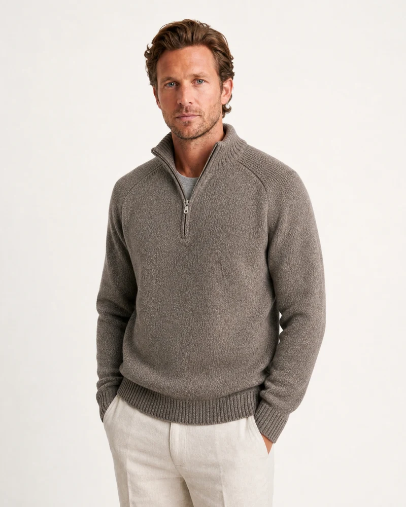 Alaska Heavyweight Cashmere Quarter-Zip Sweater