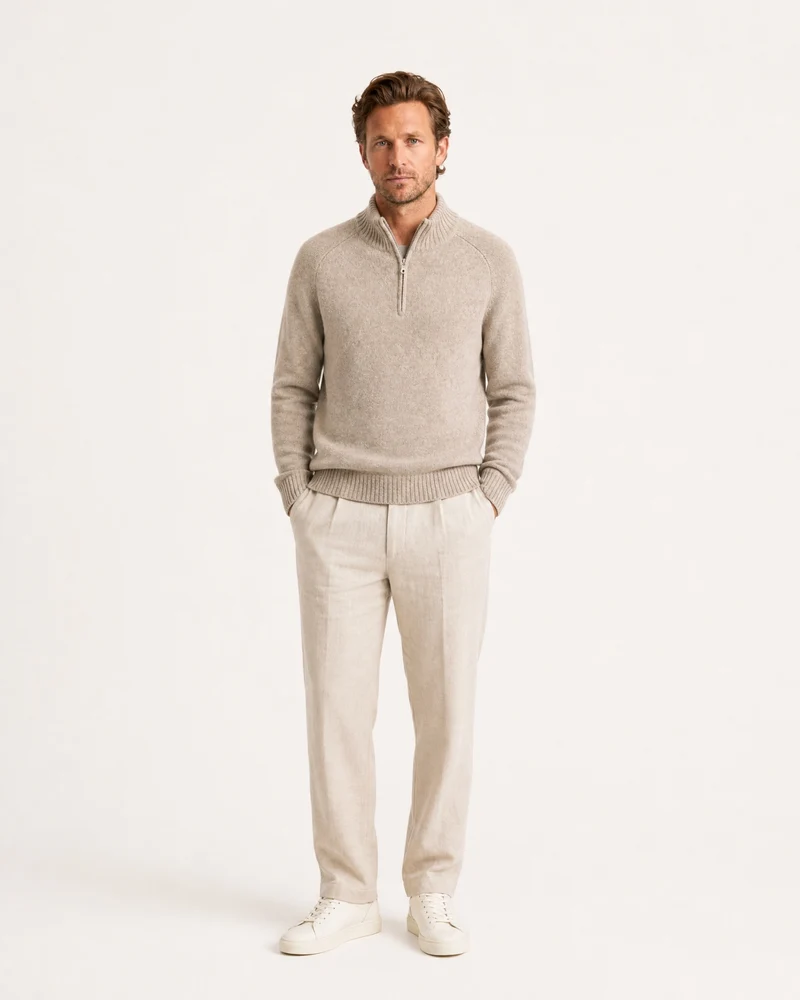 Alaska Heavyweight Cashmere Quarter-Zip Sweater