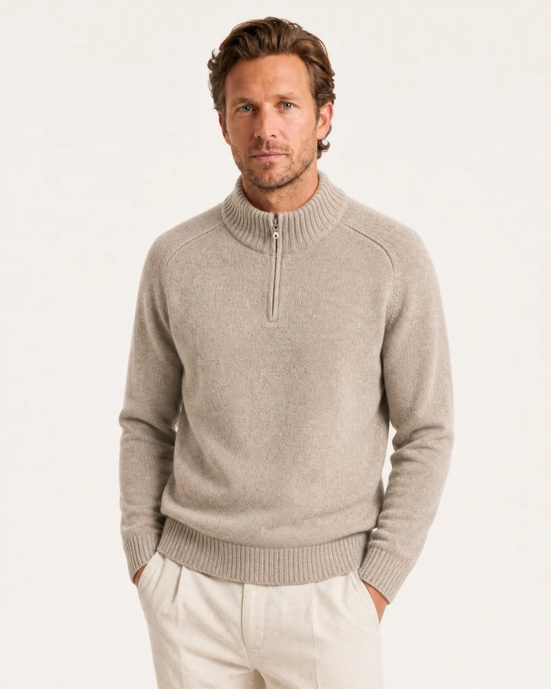 Alaska Heavyweight Cashmere Quarter-Zip Sweater