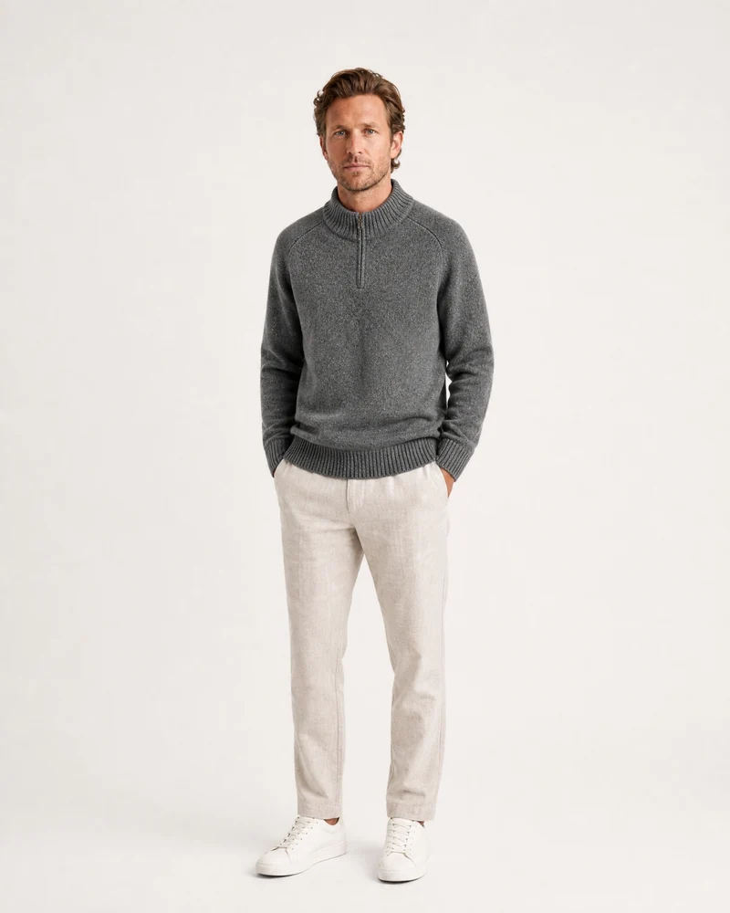 Alaska Heavyweight Cashmere Quarter-Zip Sweater