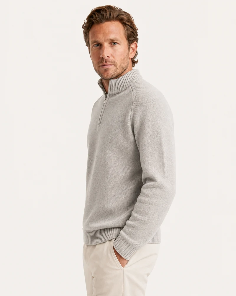Alaska Heavyweight Cashmere Quarter-Zip Sweater