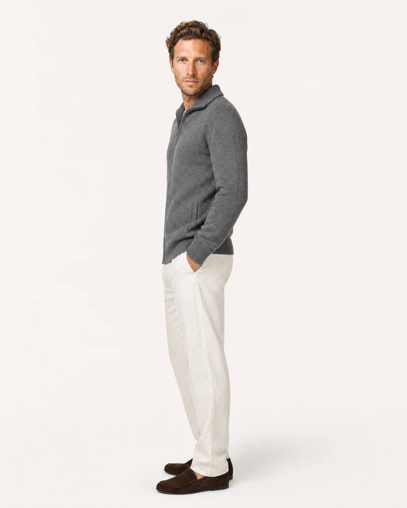 London Cashmere Knit Zip-Up Cardigan