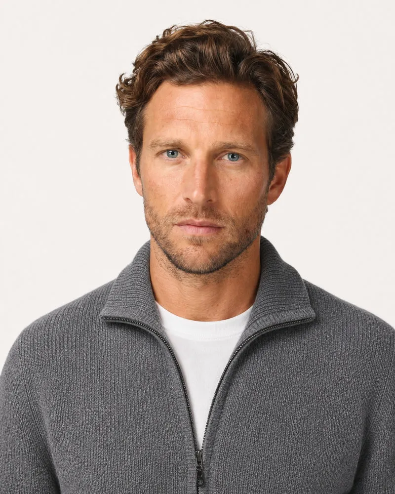London Cashmere Knit Zip-Up Cardigan
