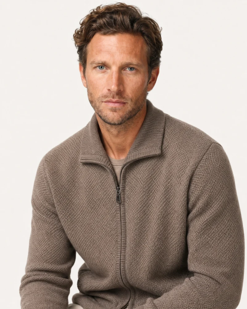 London Cashmere Knit Zip-Up Cardigan