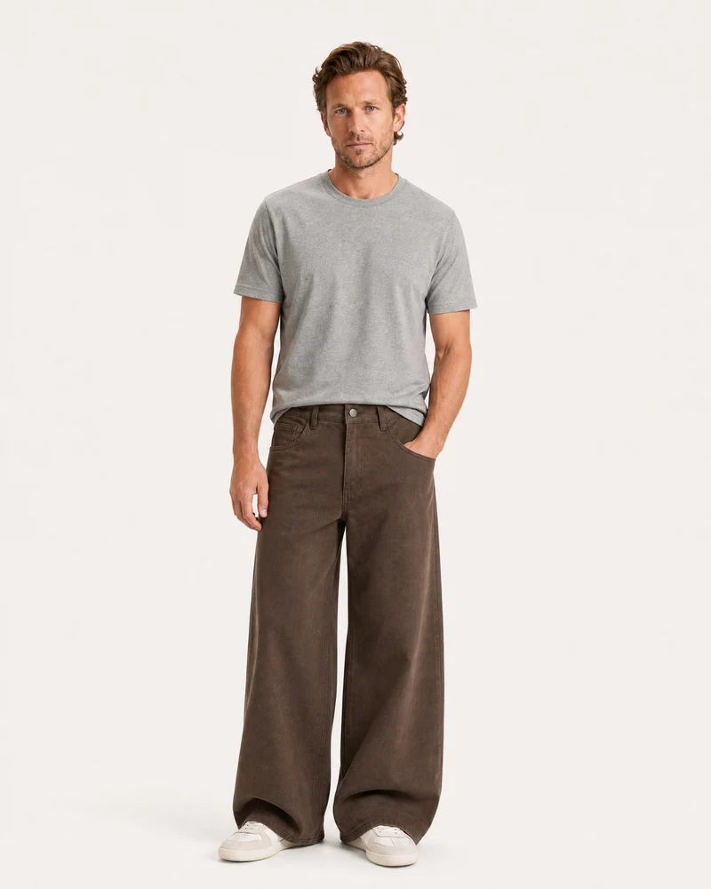 Retro Cotton Twill Relaxed Straight Pants