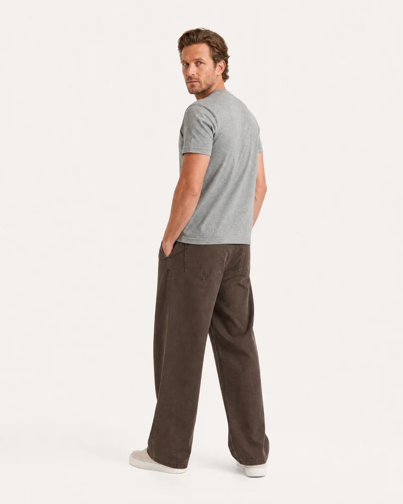 Retro Cotton Twill Relaxed Straight Pants