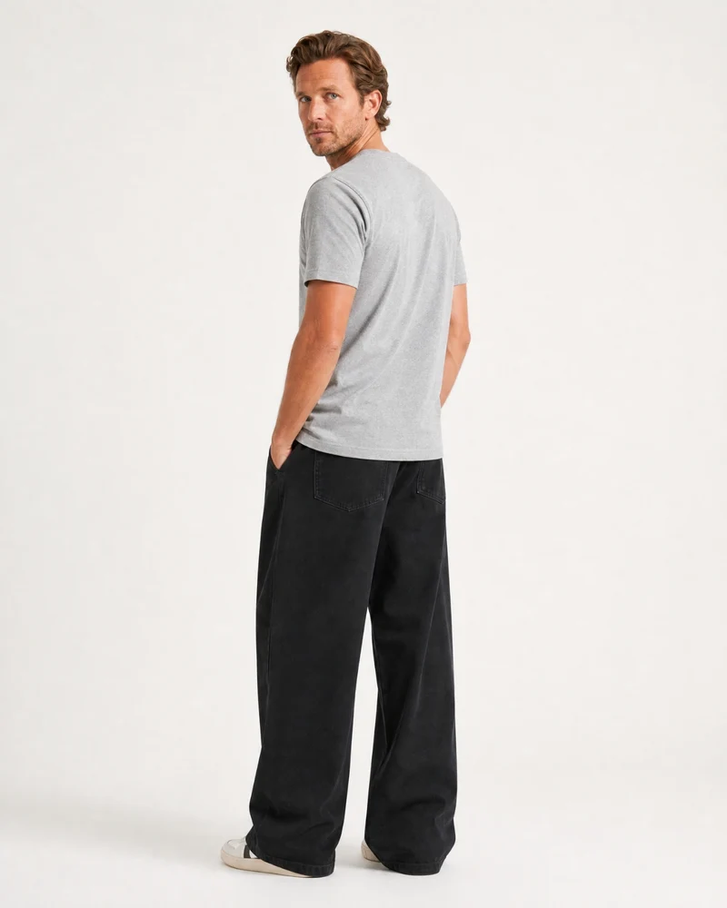 Retro Cotton Twill Relaxed Straight Pants