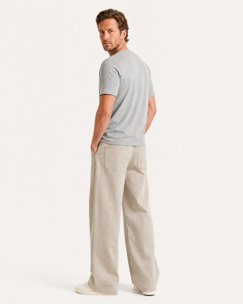 Retro Cotton Twill Relaxed Straight Pants