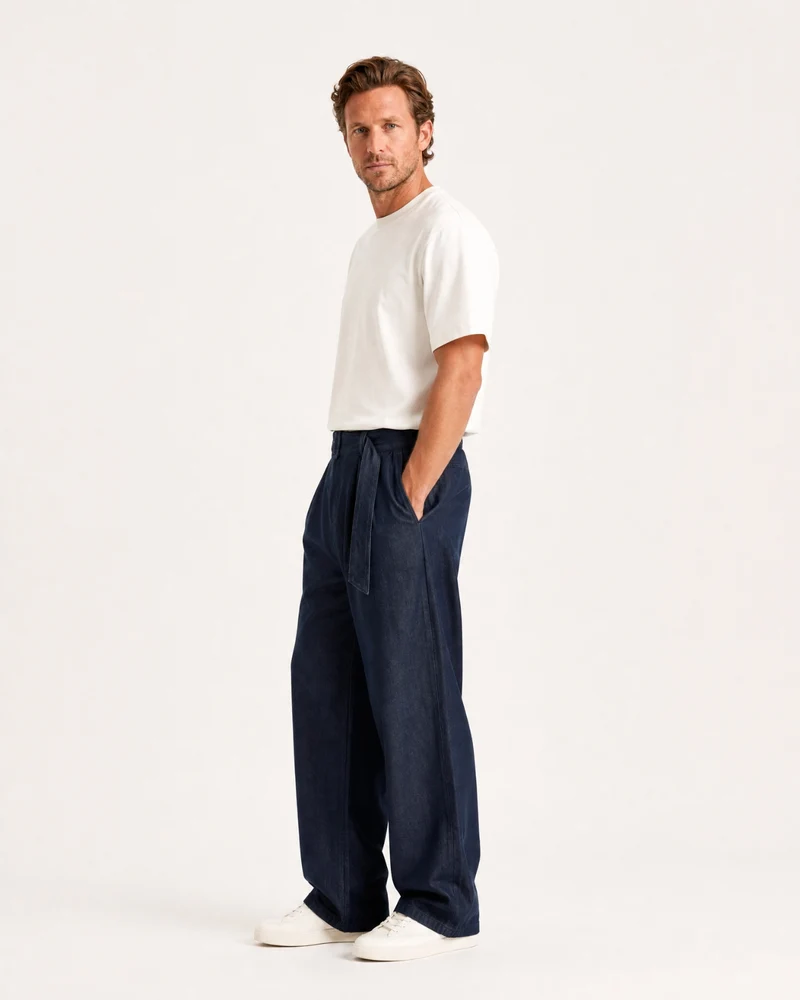 Retro Belted Wide-Leg Kendo Pants