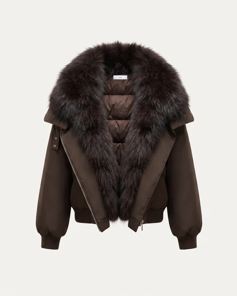 Down Jacket with Real Raccoon Fur Collar