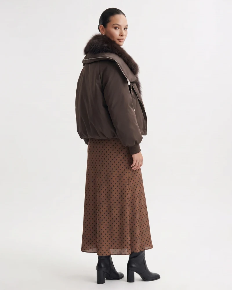 Down Jacket with Real Raccoon Fur Collar