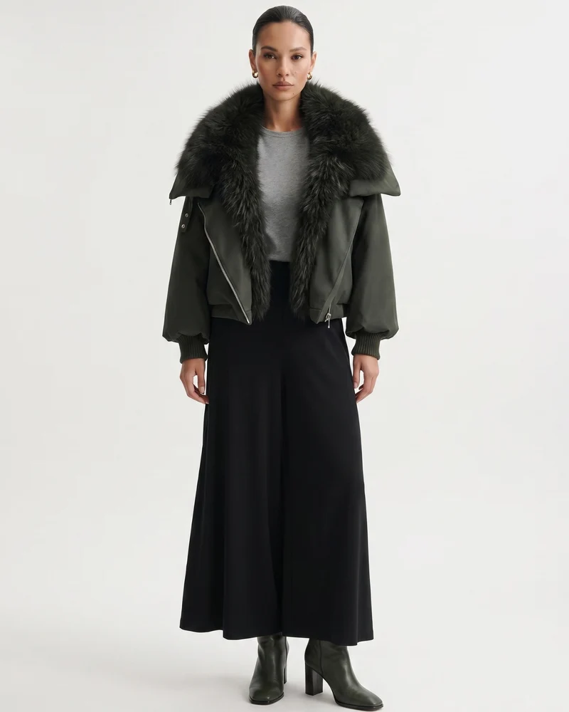 Down Jacket with Real Raccoon Fur Collar