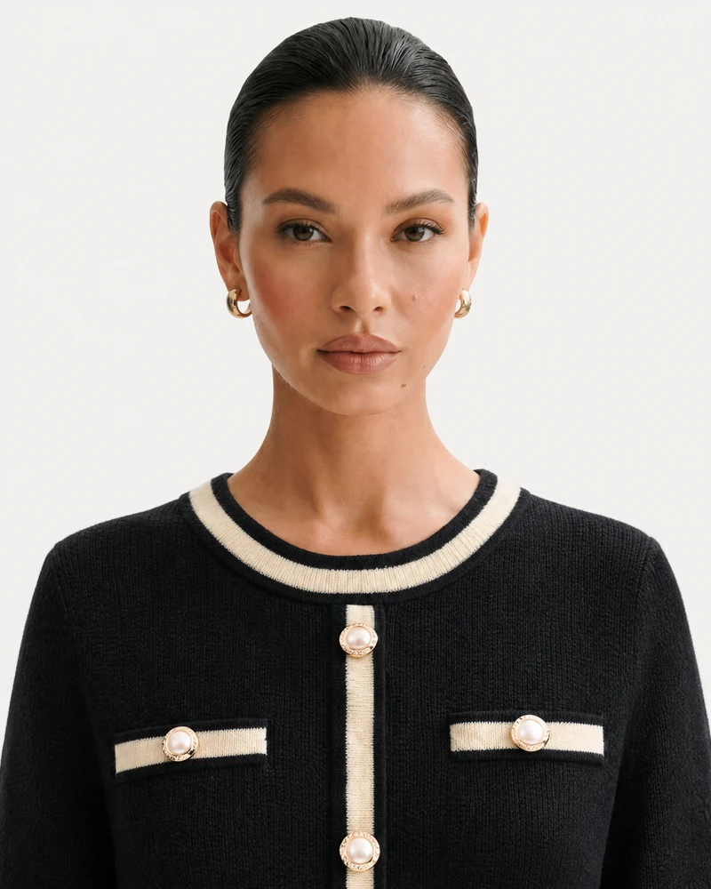 Classic Elegant Knit Little Black Dress Long Sleeve