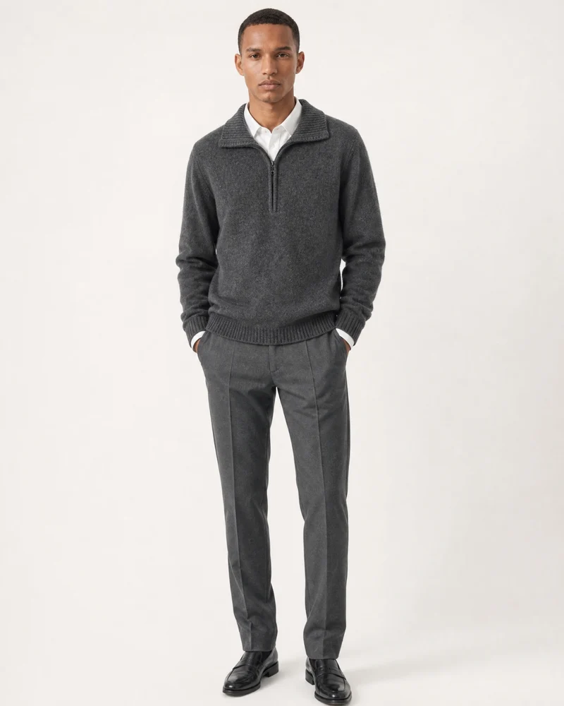 Hamptons Thick Cashmere Full-Zip Knit Sweater
