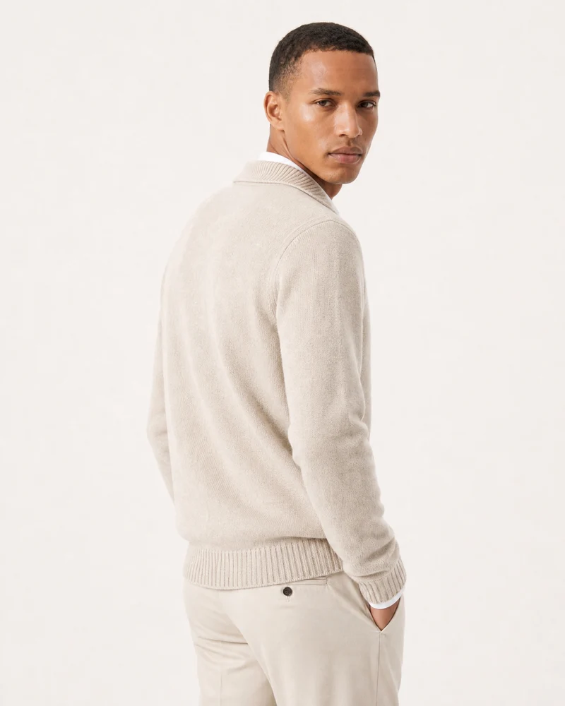 Hamptons Thick Cashmere Full-Zip Knit Sweater
