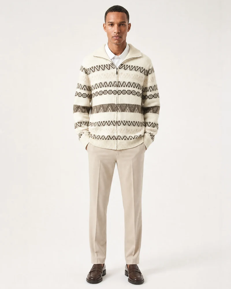 Old Money Heavy Cashmere Long-Sleeve Zip Cardigan