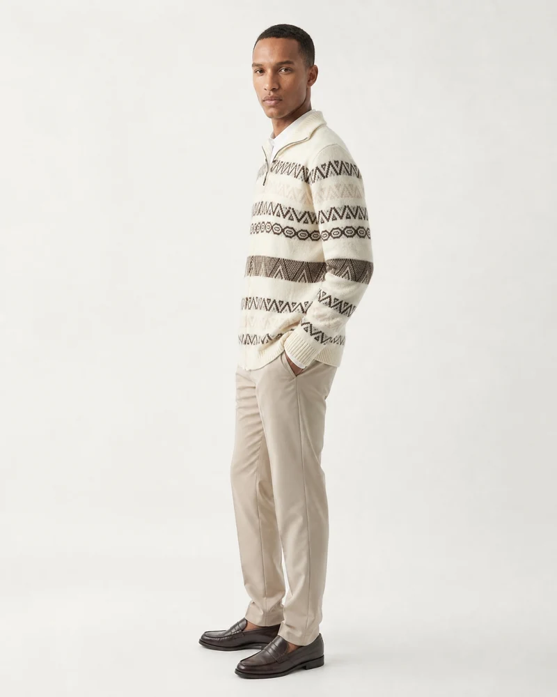 Old Money Heavy Cashmere Long-Sleeve Zip Cardigan