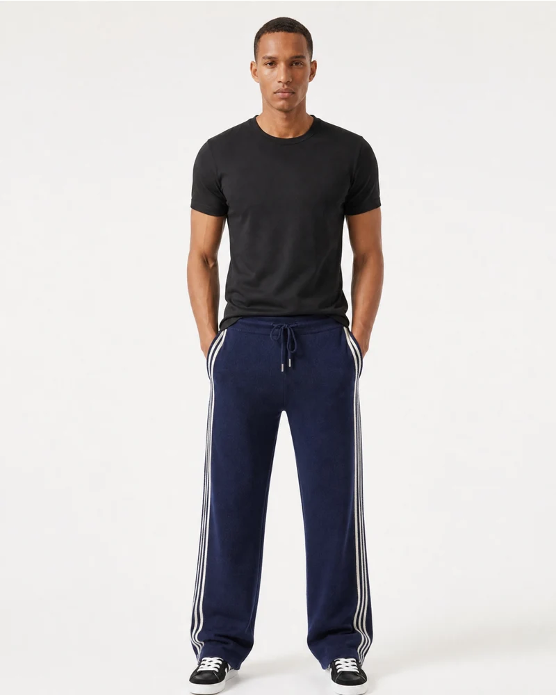 Boston Cashmere Wool Jacquard Straight Pants