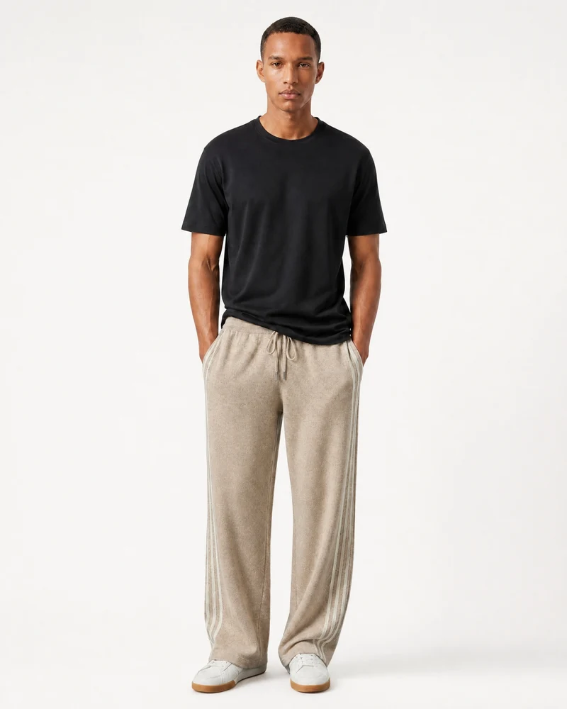 Boston Cashmere Wool Jacquard Straight Pants