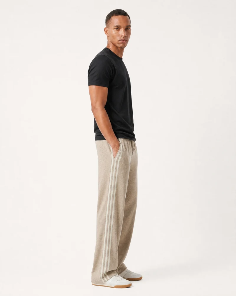 Boston Cashmere Wool Jacquard Straight Pants