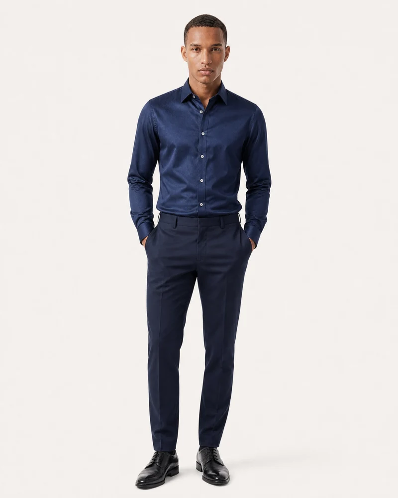 Hign-End Mulberry Silk Long-Sleeve Jacquard Shirt