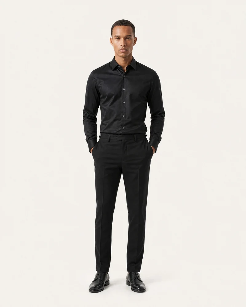 Hign-End Mulberry Silk Long-Sleeve Jacquard Shirt