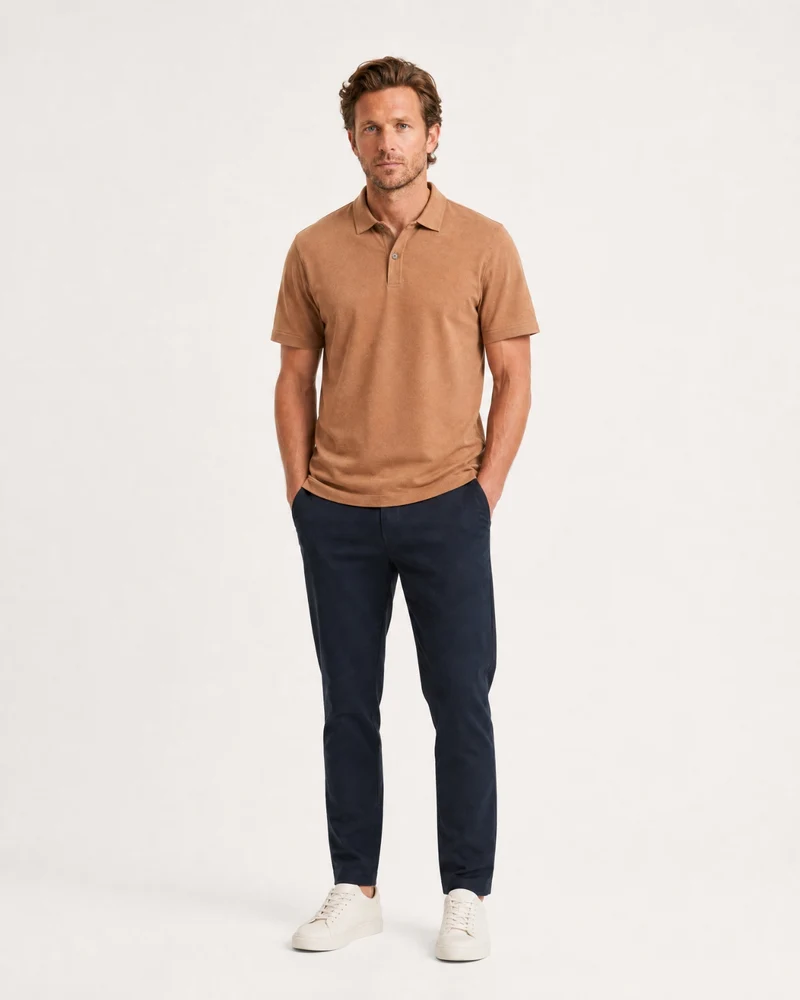 Short-Sleeve Merino Wool Collared Knit Polo