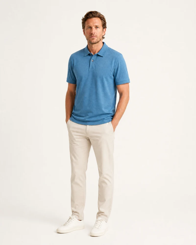 Short-Sleeve Merino Wool Collared Knit Polo
